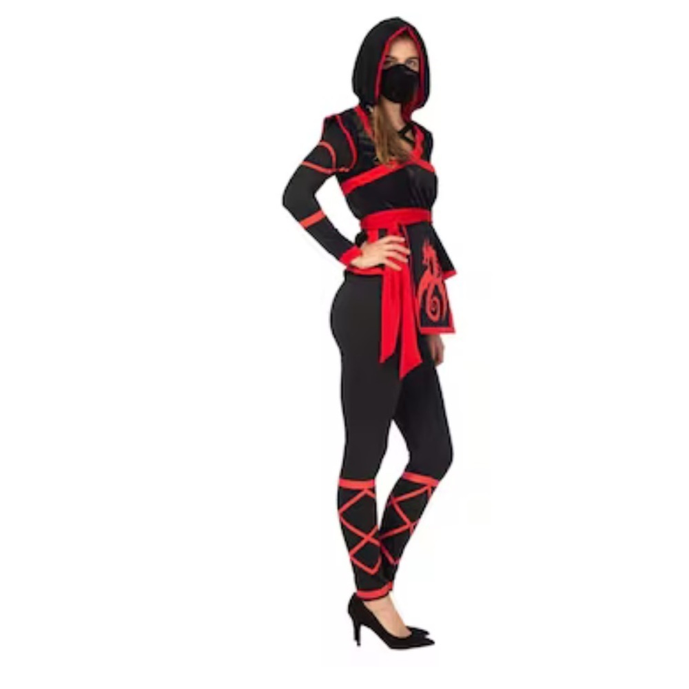 Spooktacular Creations 4 Pcs Halloween Ninja Costume for Women with Ninja Mask